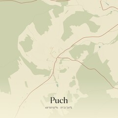 Vintage map of Puch, Austria. © Rezona