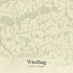 Fototapeta premium Vintage map of Windhag, Austria.