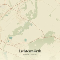 Fototapeta premium Vintage map of Lichtenwörth, Austria.