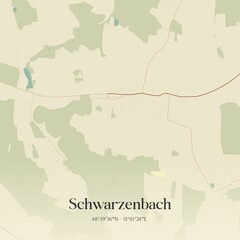 Fototapeta premium Vintage map of Schwarzenbach, Austria.