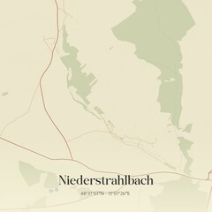 Vintage map of Niederstrahlbach, Austria.