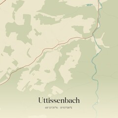 Fototapeta premium Vintage map of Uttissenbach, Austria.