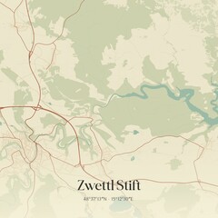 Vintage map of Zwettl Stift, Austria.