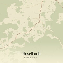 Obraz premium Vintage map of Haselbach, Austria.
