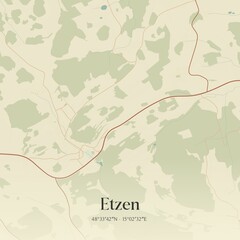 Vintage map of Etzen, Austria.