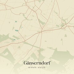 Vintage map of Gänserndorf, Austria.