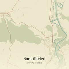 Obraz premium Vintage map of Sanktllfried, Austria.