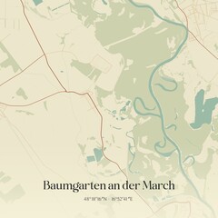 Vintage map of Baumgarten an der March, Austria.