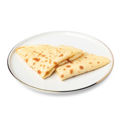 Delicious fresh folded crepes isolated on white