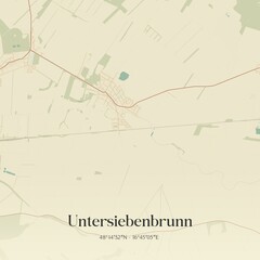 Vintage map of Untersiebenbrunn, Austria.
