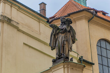 Obraz premium Kostel Svaty Havel Church, also called Saint Gallen, a catholic church, seen from the Havelska street in old town of Prague, Czech Republic.
