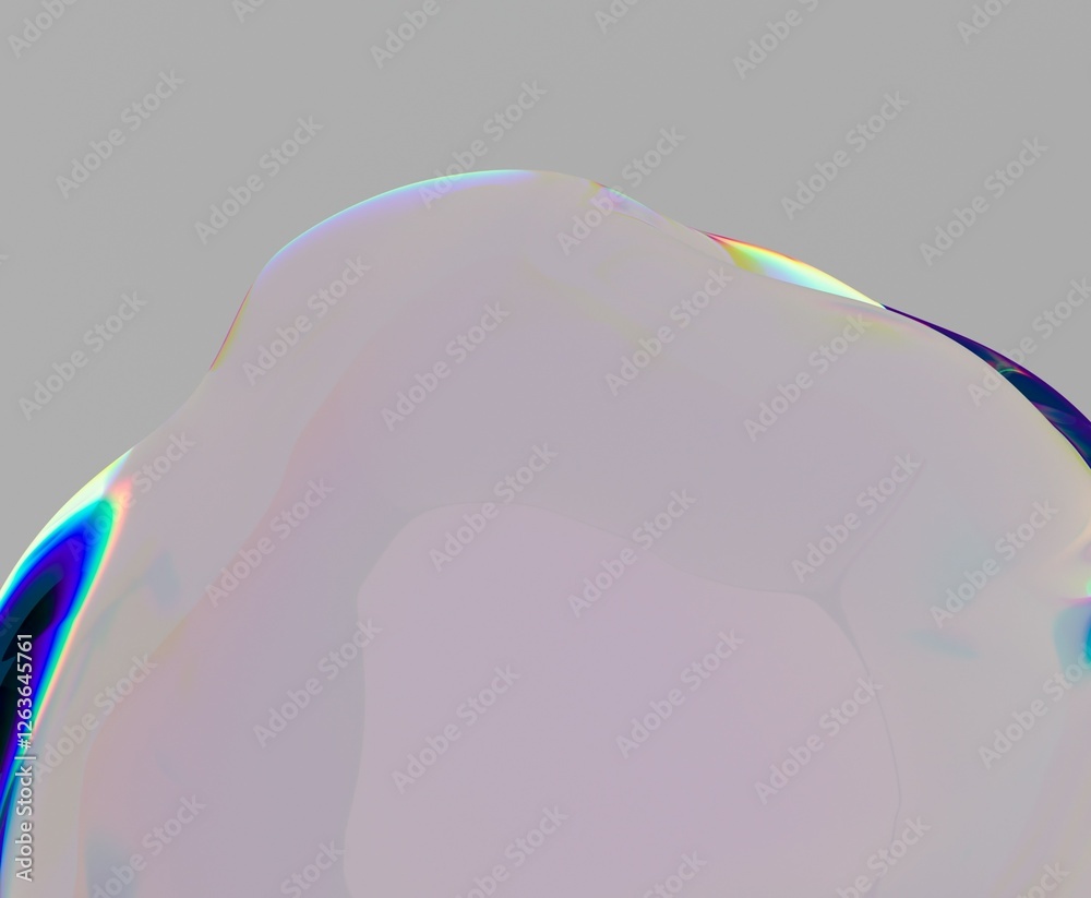 Aufkleber Abstract 3D render of a liquid form with iridescent, rainbow highlights. The glossy surface reflects light, creating a mesmerizing, fluid effect.