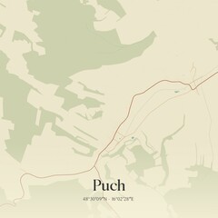 Vintage map of Puch, Austria. © Rezona
