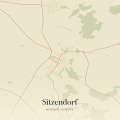 Vintage map of Sitzendorf, Austria.