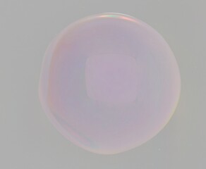 3D illustration of a transparent bubble on a neutral gray background. Translucent volumetric shiny sphere.