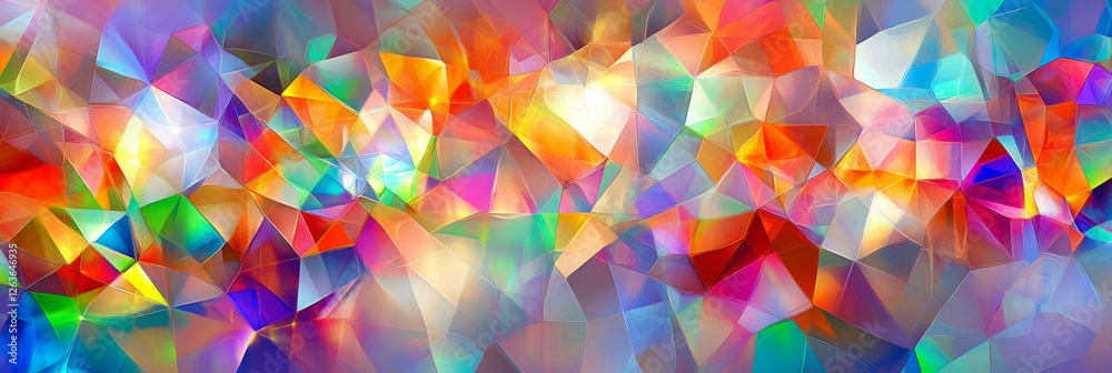 Poster faceted bokeh texture with vibrant colors and prismatic reflections creating a dynamic chaos