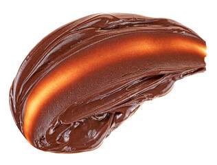 Smear of tasty chocolate paste isolated on a white background. Hazelnut cream.
