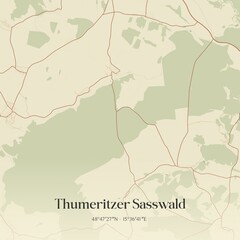Obraz premium Vintage map of Thumeritzer Sasswald, Austria.
