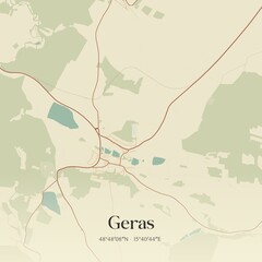 Vintage map of Geras, Austria.