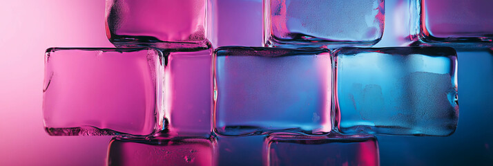 Frosted glass texture illuminated by vibrant neon accents with a soft glow effect