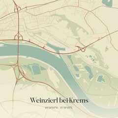 Vintage Map Weinzierl Bei Krems