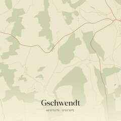 Vintage map of Gschwendt, Austria.