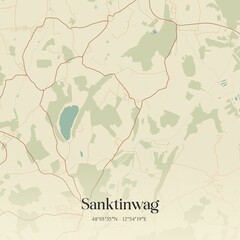 Vintage map of Sanktinwag, Austria.