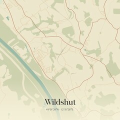 Vintage map of Wildshut, Austria.