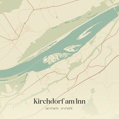 Vintage map of Kirchdorf am Inn, Austria.