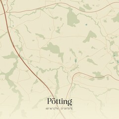 Vintage map of Pötting, Austria.
