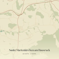 Vintage map of Sankt Marienkirchen am Hausruck, Austria.