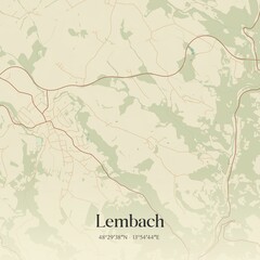 Fototapeta premium Vintage map of Lembach, Austria.