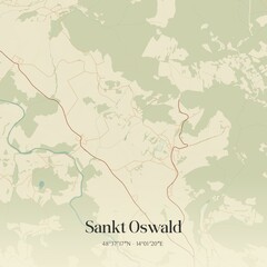 Obraz premium Vintage map of Sankt Oswald, Austria.