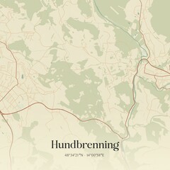 Vintage map of Hundbrenning, Austria.