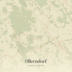 Vintage map of Ollerndorf, Austria.