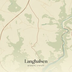 Vintage map of Langhalsen, Austria.