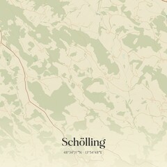 Vintage map of Schölling, Austria.