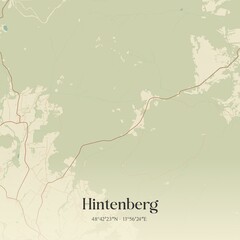 Fototapeta premium Vintage map of Hintenberg, Austria.
