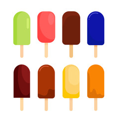 popsicle icon set, ice cream vector isolated on white background, flat style illustration vector