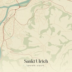 Obraz premium Vintage map of Sankt Ulrich, Austria.