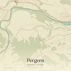 Vintage map of Pergern, Austria.