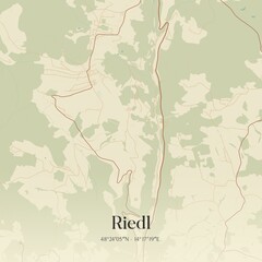 Vintage map of Riedl, Austria.