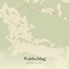 Fototapeta premium Vintage map of Waldschlag, Austria.