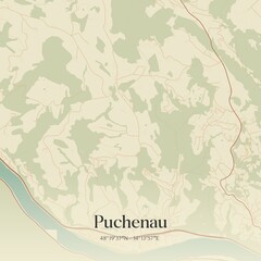 Vintage map of Puchenau, Austria.