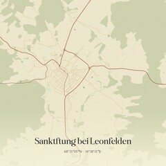 Obraz premium Vintage map of Sanktftung bei Leonfelden, Austria.