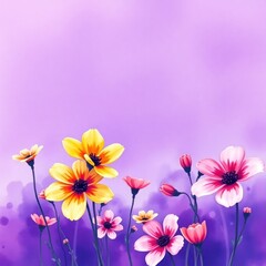 Obraz premium This watercolor floral illustration showcases vibrant flowers in gentle hues, creating a light, airy aesthetic ideal for greeting cards, invitations, and more