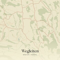 Vintage map of Wegleiten, Austria.