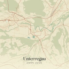 Vintage map of Unterregau, Austria.
