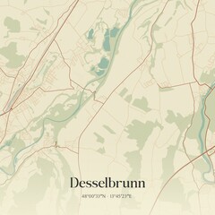 Vintage map of Desselbrunn, Austria.