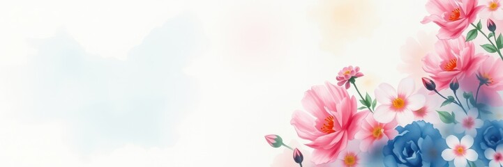 Delicate flowers harmoniously blend in soft colors, showcasing a painterly style ideal for decorative projects, greeting cards, and seasonal celebrations